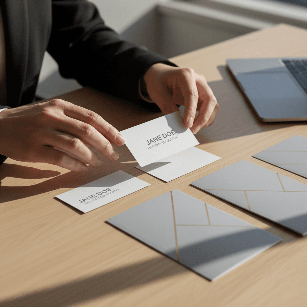 Branded business cards, letterhead, and design materials